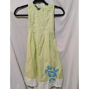 CQ Dress Kids Size 8/9 Green And Blue Big Flower On Bottom